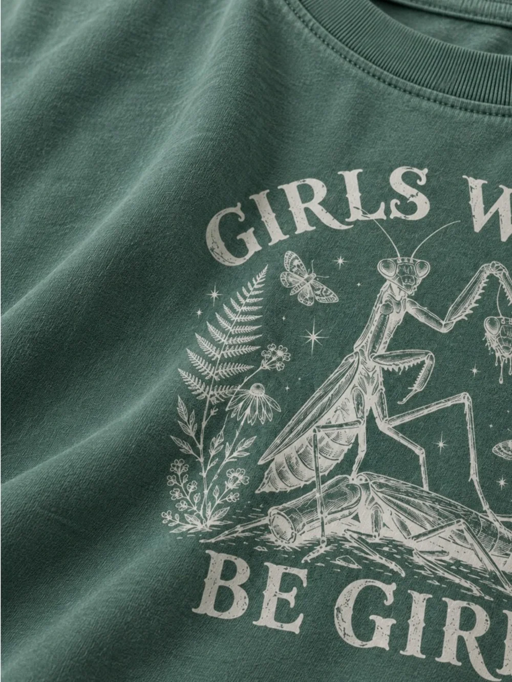 Girls Will Be Girls Graphic Light Green T-Shirt